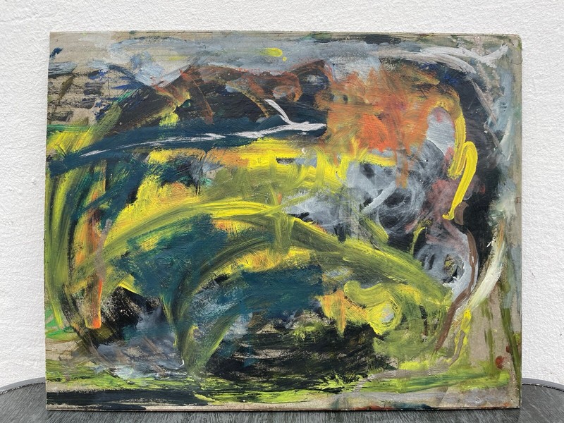 Oil Painting Modern Art Abstract Composition Danish Midcentury 50X40Cm