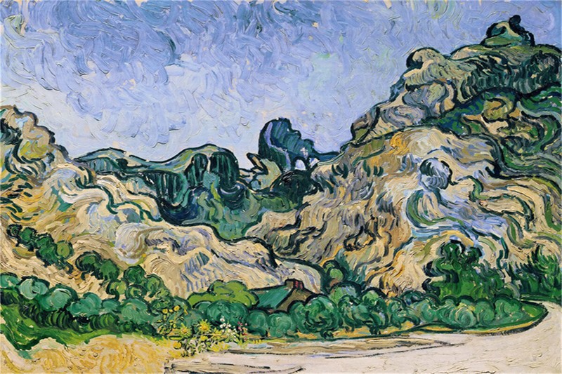 Vincent van Gogh Hand-painted Oil Painting Mountains at Saint-Remy 12*18in