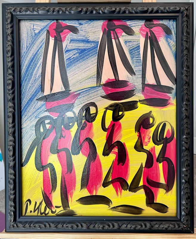 Signed Peter Keil Abstract Painting Framed Mid Century Modern «America’s Cup»