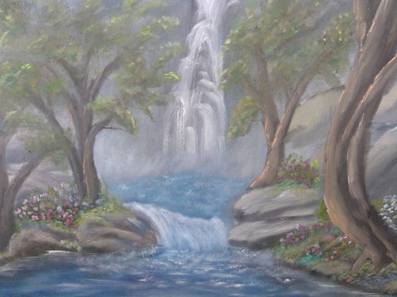 Hidden Paradise Original Large 24x30 Oil Painting Colorful Landscape Signed