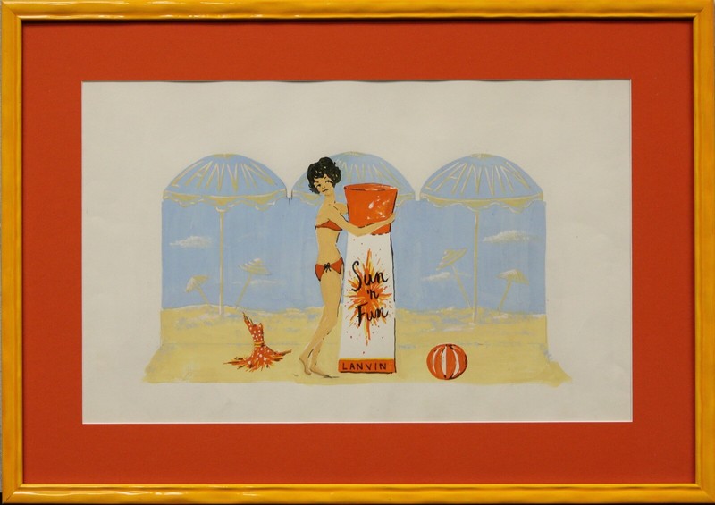 Original Lanvin Paris Advert Artwork "Sun 'n Fun" by Alexander Warren Montel