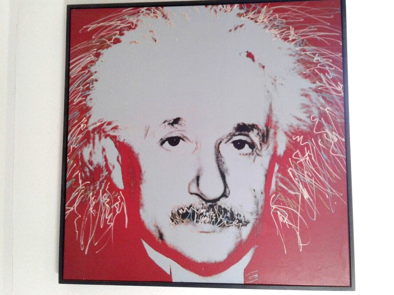 Steve Kaufman «Albert Einstein» RED (1996) Oil on Canvas «Rare Limited Edition»