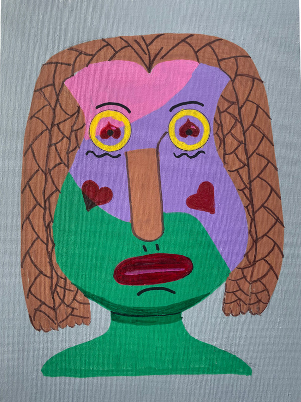 Original Lucelia Wildroot Tribe Painting - Ethnic Folk Art Character - Series 1 gallery