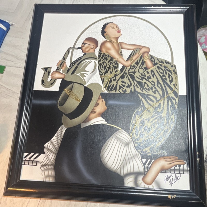 Alan Hicks Musicians Signed Original Framed Canvas Painting Contemporary Art