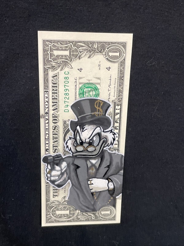 Scrooge Money Moves 1 Dollar Bill Original painting Graffiti Art Street Art gallery