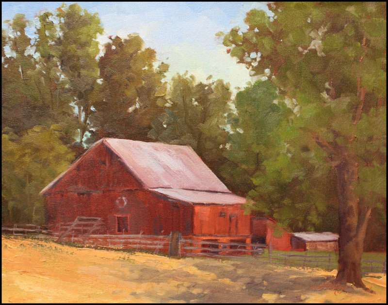 Jeff Love Art Original Oil Painting 11X14″ Barn Farm Cow Impressionism Landscape