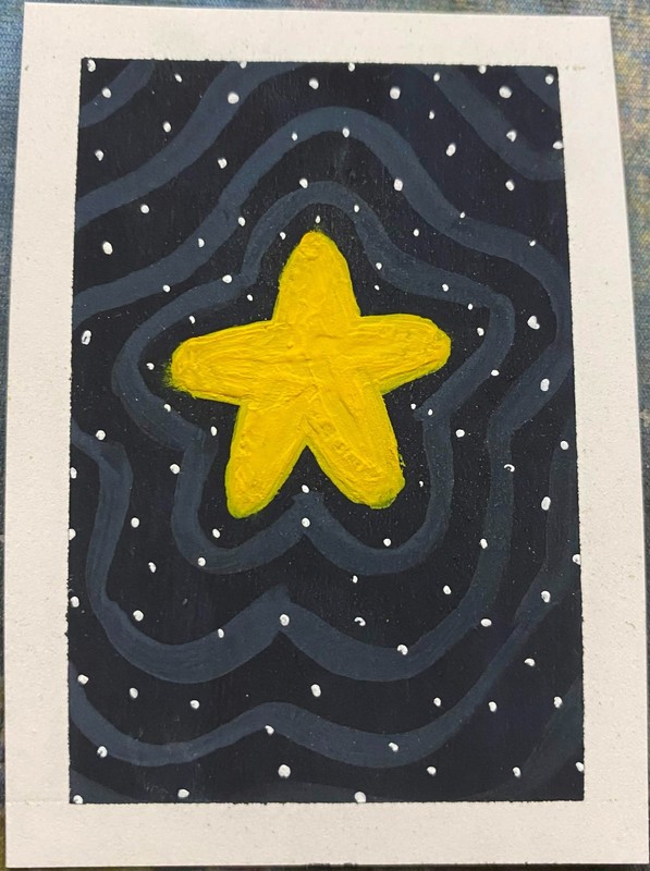 ACEO Original Space Stars Galaxy Star Miniature Painting Art Cute OneCraftyLady