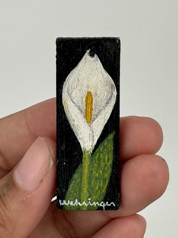 Charles Wehringer Miniature Oil Painting - Calla Lily, Americana 20th Century gallery