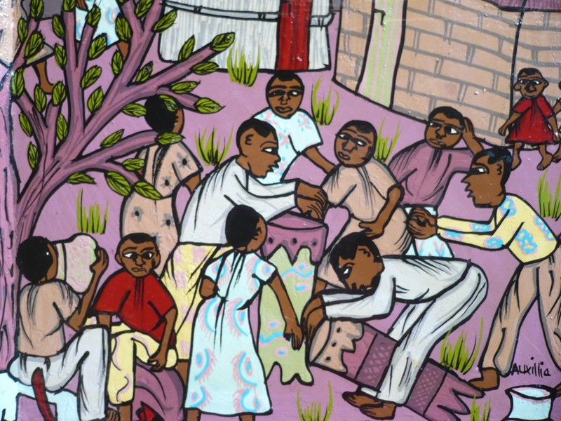 AUXILLIA, Zimbabwe AFRICAN FOLK ART PAINTING, VINTAGE OIL ON BOARD MODERN AFRICA gallery