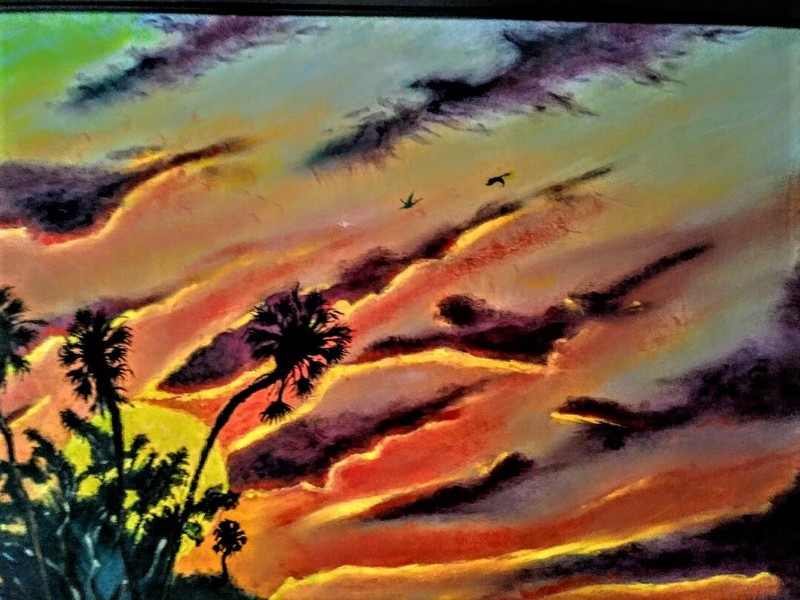Dramatic Florida Landscape Oil Painting on wood panel by Winsor Newton 21x40 gallery