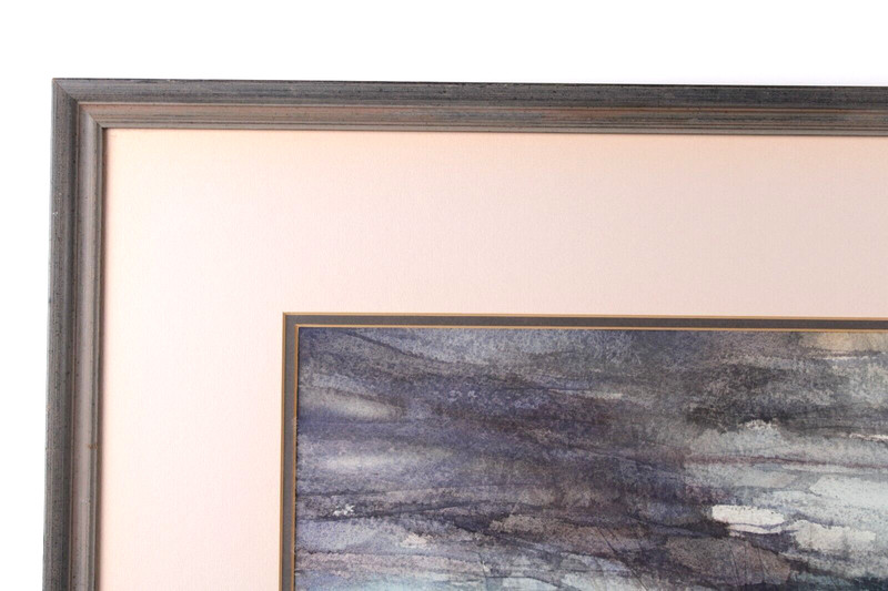 Mid Century Blue Abstract Watercolor Signed Robert Cremins gallery