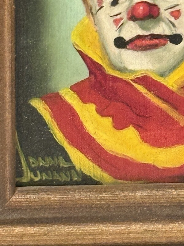 Donna Dunann Clown Oil Painting 9 X 8” Framed Signed Actual 3 X 4” Original Art gallery