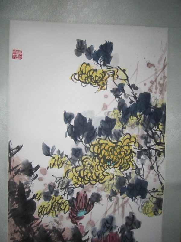 ASIAN ART WATERCOLOR - SIGNED - ON HEAVY SCROLL PAPER - 39" X 13 1/2" -TUB PA gallery