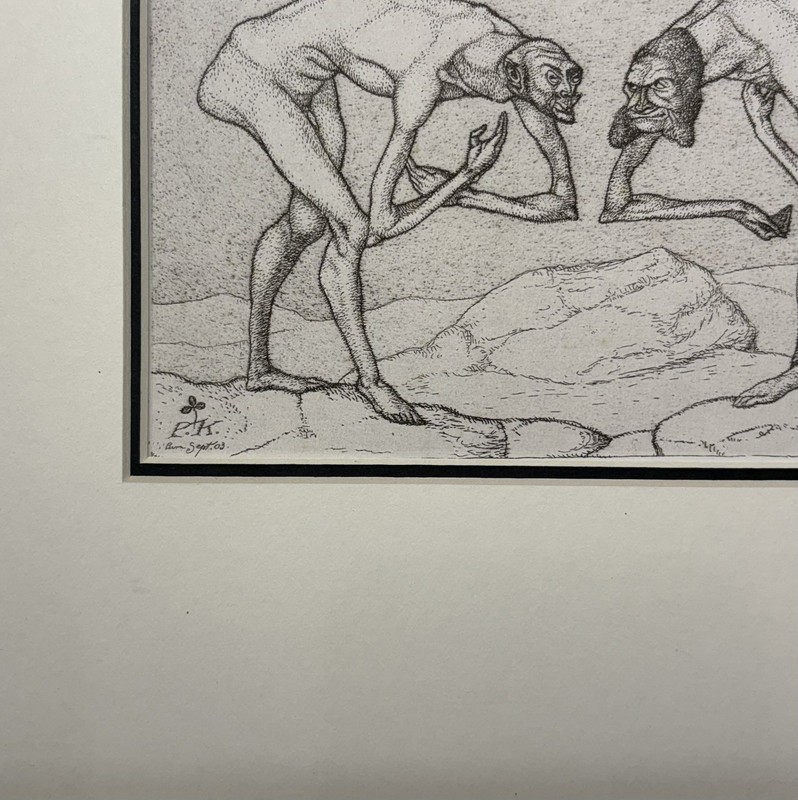 Paul Klee Lithograph Signed & Dated (In The Style Of) 1879-1940s Matted & Framed gallery