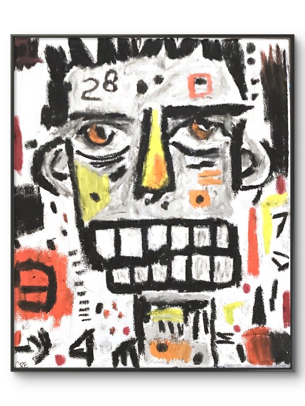 Basquiat Style Graffiti Abstract Monster Face Original 11×14 on Canvas Panel