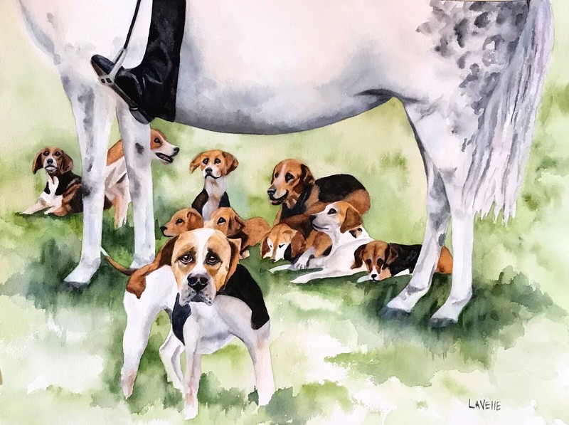 SALE PRICE!!!! Original Fox Hunting Scene Watercolor Painting