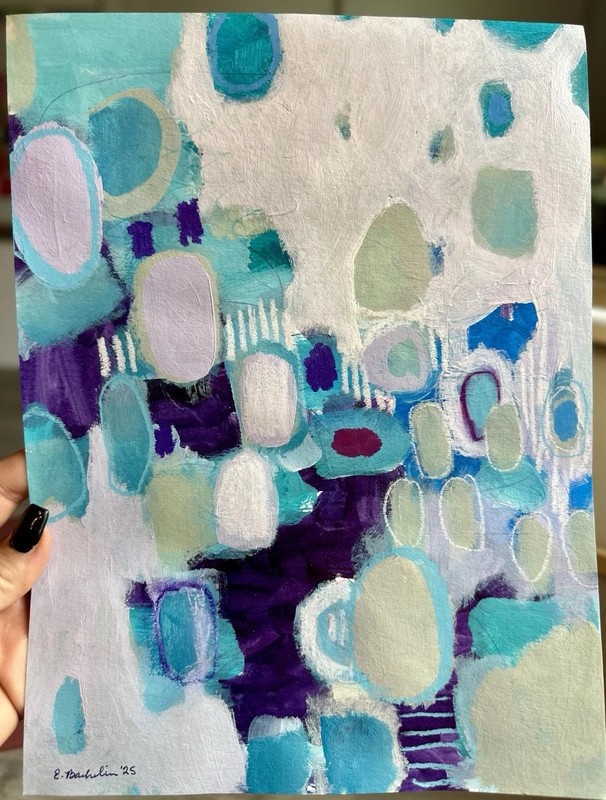 Emilia Bachelier Contemporary Abstract Painting 9×12” Original on Paper