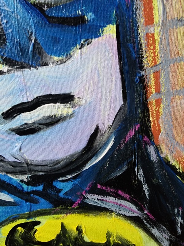Original Batman Basquiat Style Canvas Neo Expressionist Fine Art Decor 11x14 gallery
