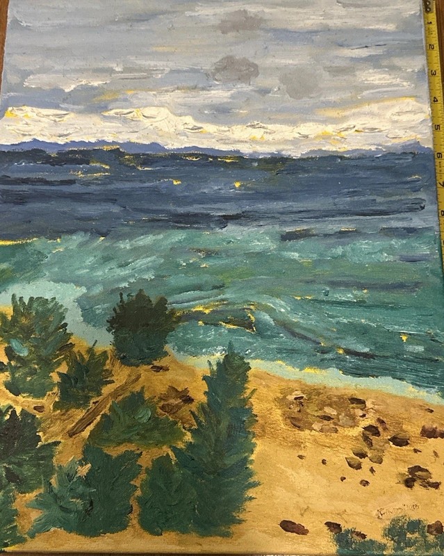 Original Oil “Coastal Dunes, Cape Cod” by Judith Plummer (Signed Faniko) 12×14