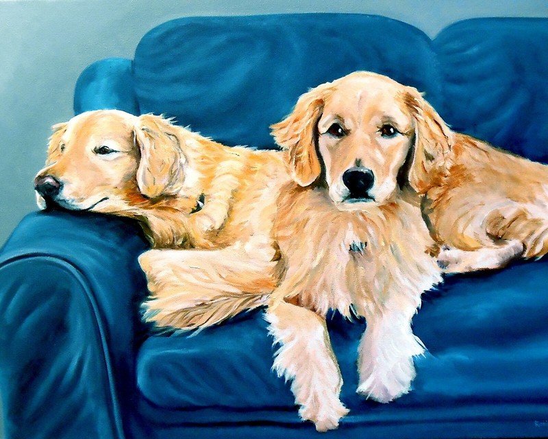 Custom Pet Portrait Painting Golden Retriever Art Dog Artist Robin Zebley rzzart