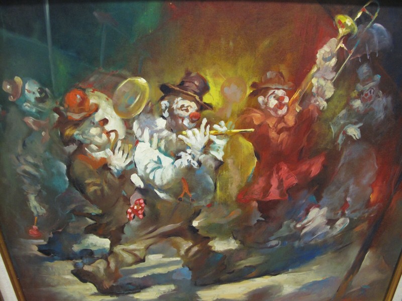 Magnificent Julian Ritter Original Oil Painting "Jazz Playing Clowns" Listed gallery