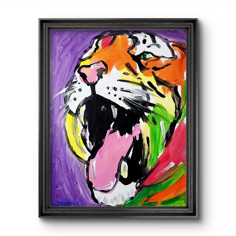 Aleph Original Art Tiger 14×11 Abstract Expressionist Original Painting Canvas