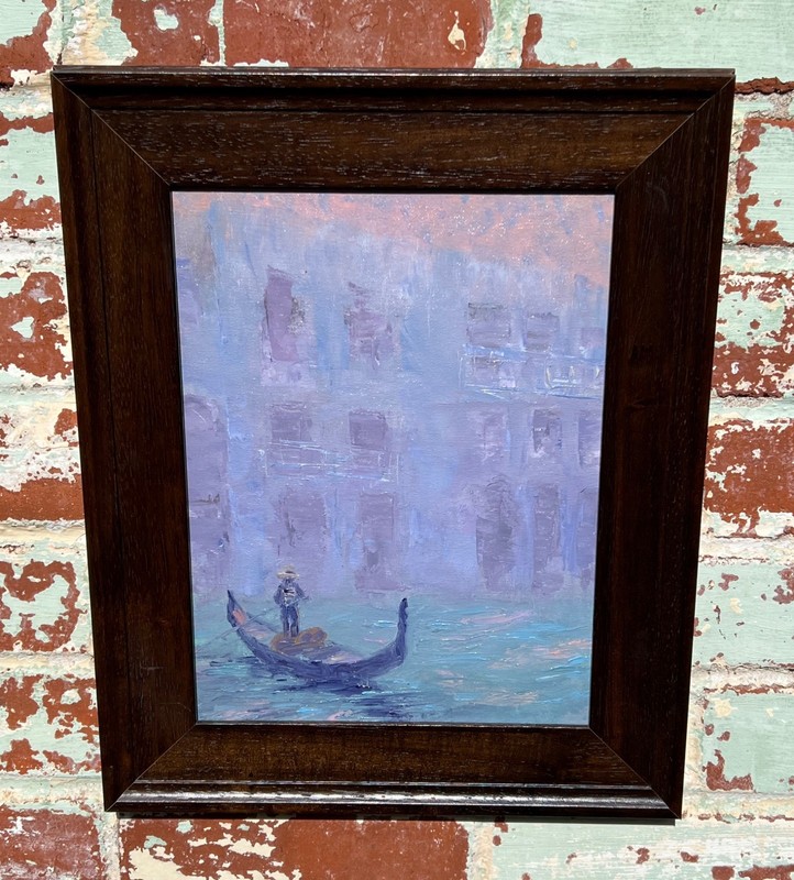 VENETIAN VENICE ITALY SCENE IMPRESSIONIST OIL PAINTING GONDOLA BOAT GONDOLIER