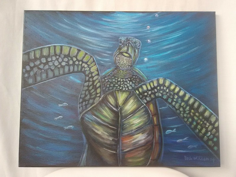 Original Hand Painting Sea Turtle Seaside Coastal Artwork 16x20 Canvas Art gallery
