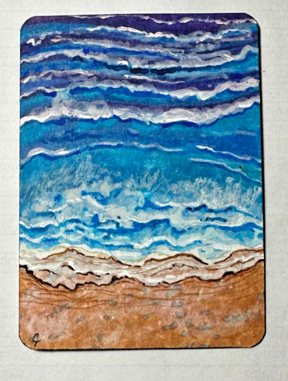 ACEO «OCEANBOUND» – Watercolor on 3.5X2.5″ Watercolor Paper by CJ Thomasson