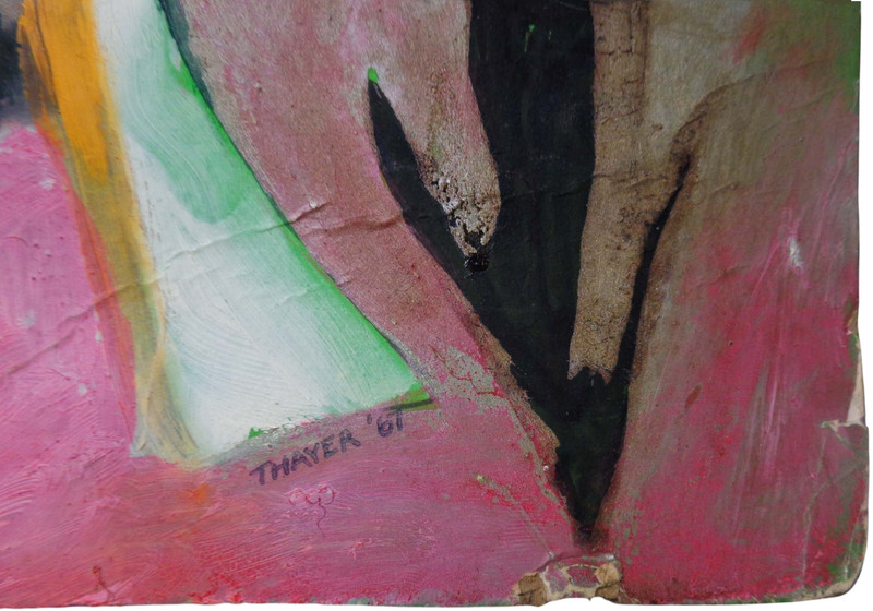 WILLIAM THAYER 1967 SGND MIXED MEDIA on BOARD ABSTRACT COLLAGE, ACRYLIC PAINTING gallery