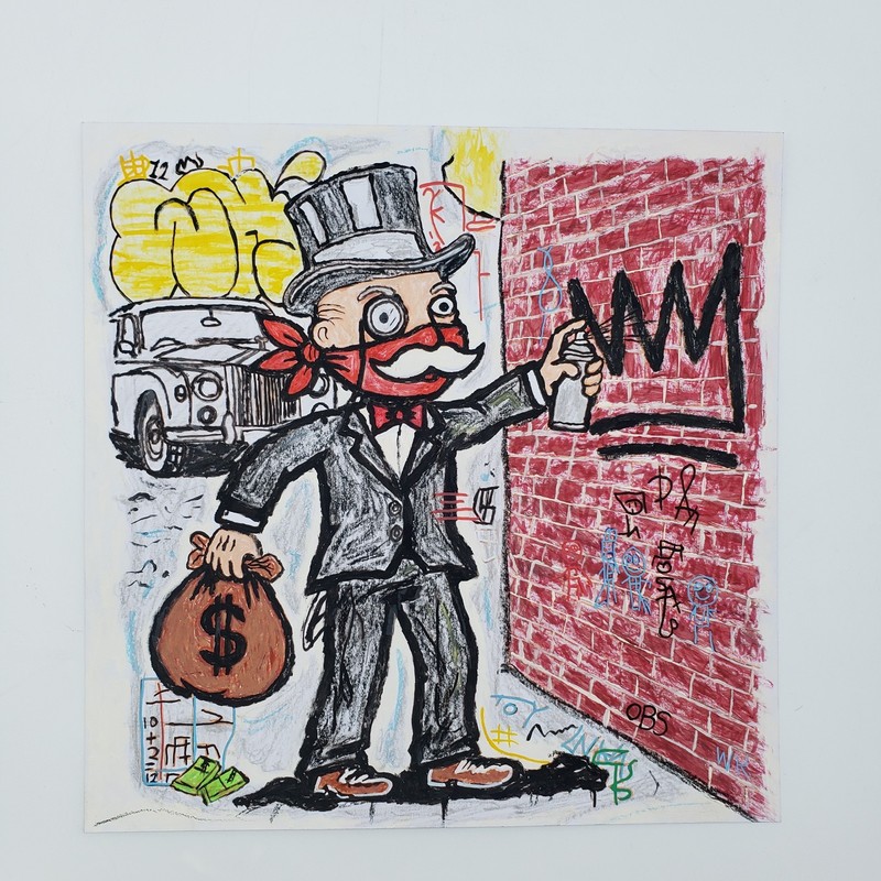 12”x12” Not Alec Monopoly paper Mr Monopoly Graffiti Pop Art $ Painting