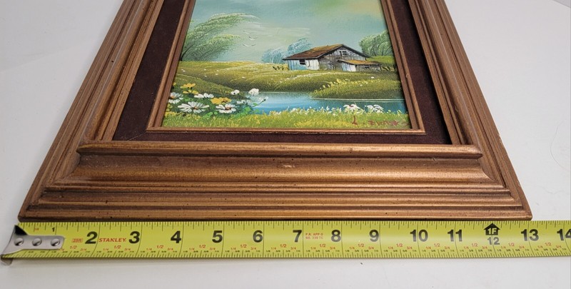 Oil Painting Cottage Meadow Stream Gallery Wall Peaceful L Evans on Canvas 8x10" gallery