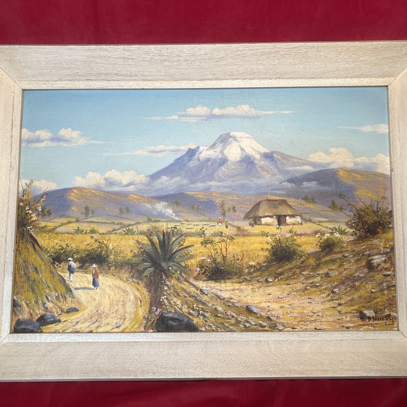 Original oil on canvas Emilio Moncayo landscape painting signed (H)