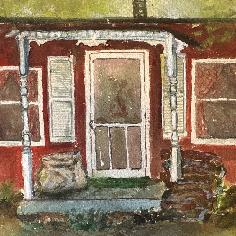 Realism Watercolor House Porch Trees Landscape Painting 11×16 Unframed Paper