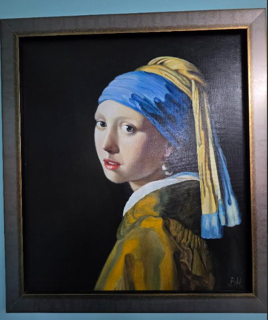 JOHANNES VERMEER. GIRL WITH A PEARL EARRING 1665 stunning copy . Realism