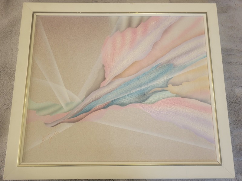 Vintage Mixed Media Abstract Art Deco On Canvas Artist Signed Pastels 20″x24″