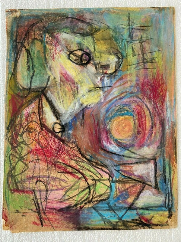 Juan David. Painting. Untitled, 1970. Mixed media on paper. Original art.