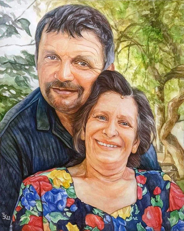 Custom Watercolor Portrait from Photo Hand Painted Portrait Family Pet Gift
