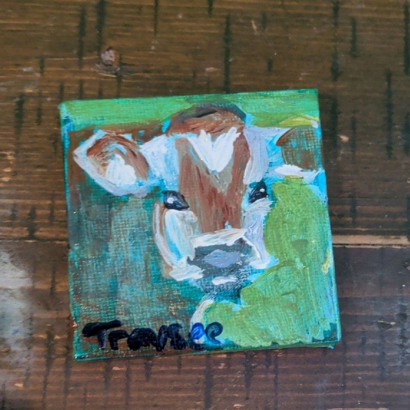 original 2×2 inch acrylic painting magnet on canvas, handpainted, handmade