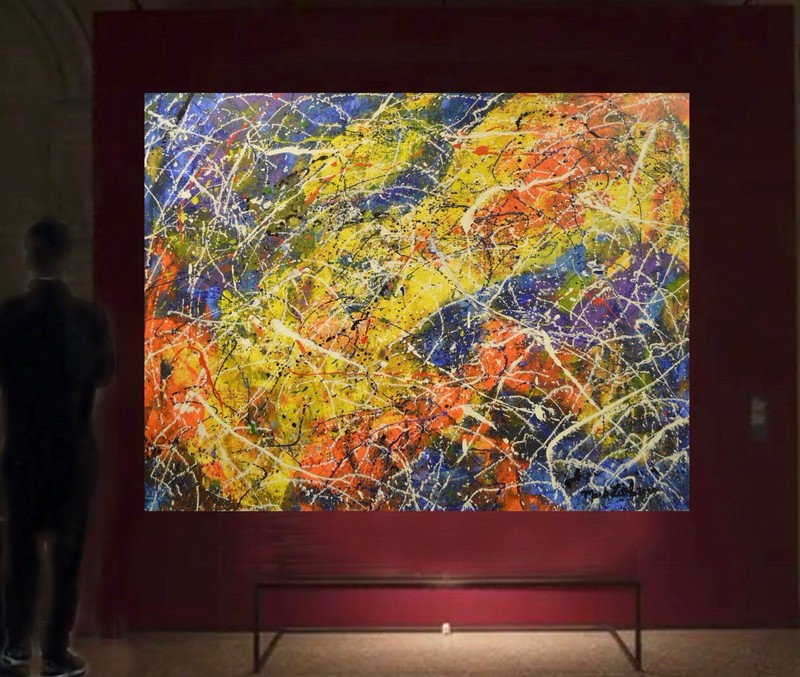 Jackson Pollock Styl Giant Profesional Painting 84”X62” (7 Foot) Abstract Modern gallery
