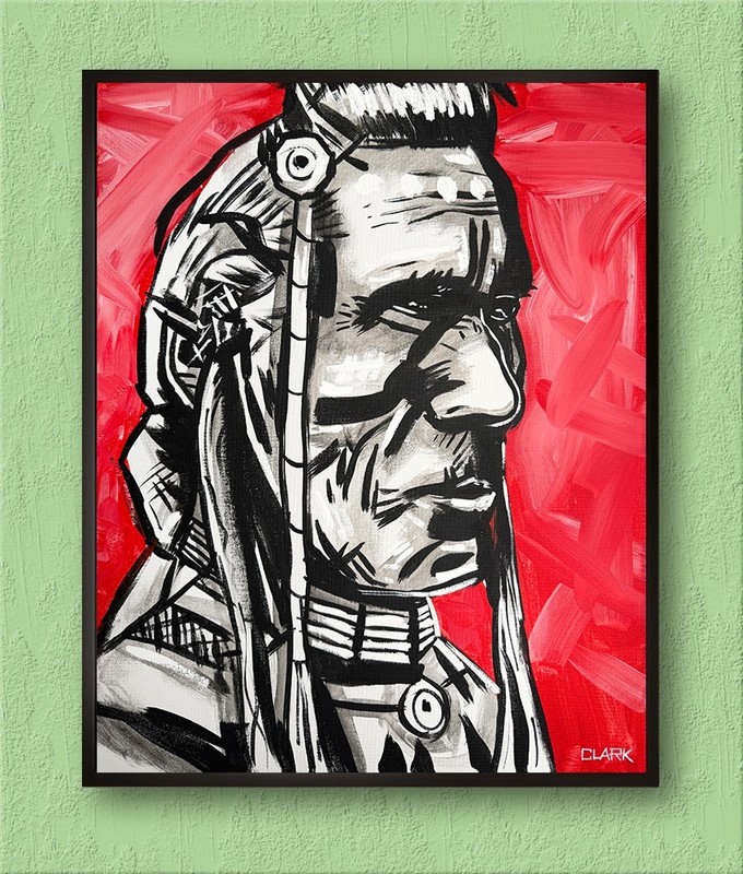 Striking Native American Art – 20×16″ Acrylic Painting on Stretched Canvas