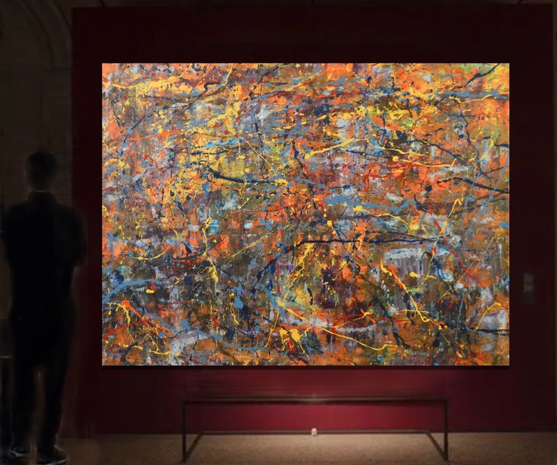 Pollock/Richter style￼ Professional Painting 81” X 62”(6ft 9in)Abstract Modern gallery