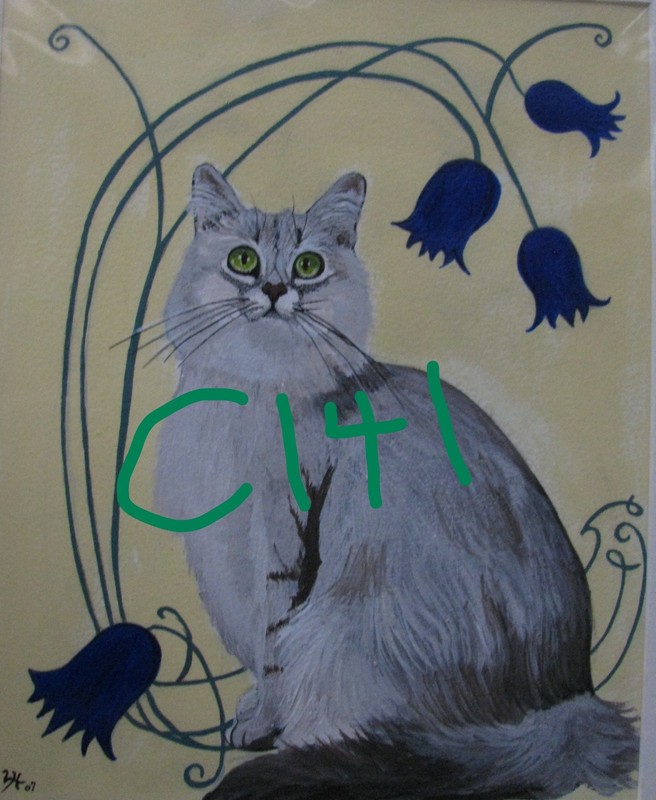 C98 ORIGINAL ACRYLIC PAINTING BY LJH "CLEOPATRA" EGYPTIAN MAU CAT gallery