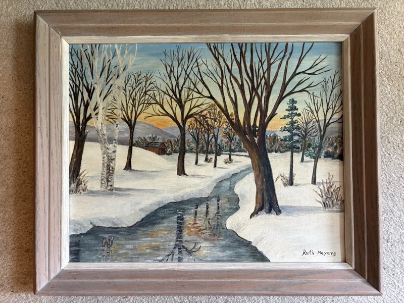 Original Landscape Oil Painting, Signed, Framed, 1956