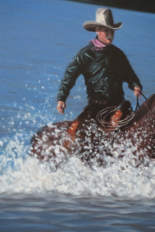 Cowboy and Horse Painting - Original Acrylic Art by Randell Seals 16x20 Inches gallery