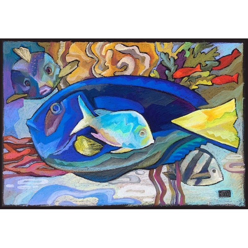 ORIGINAL Art Oil Pastel Seascape In Different Direction 12.9×18.8″ Irina Gliudza