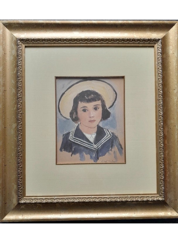 LISEL SALZER(1906-2005)AUSTRIAN WATERCOLOR/PAPER «YOUNG GIRL» WELL FRAMED