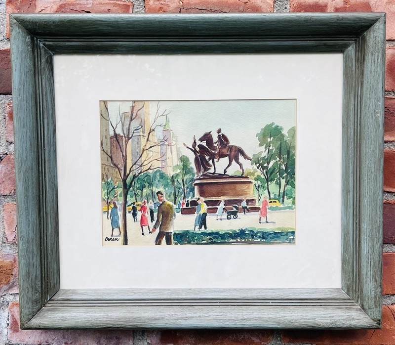 New York Artist Edwin Oman W/C. Grand Army Plaza NYC. Signed. Circa 1950’s