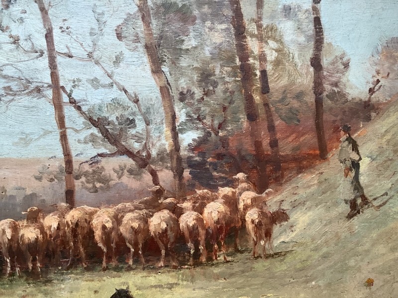 Impressionism Oil Painting - Sheeps in a Landscape Shepherd gallery