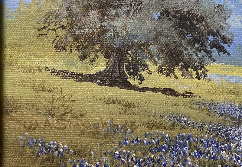 William A. Slaughter Bluebonnets and Cactus ~ Original Oil on Canvas gallery